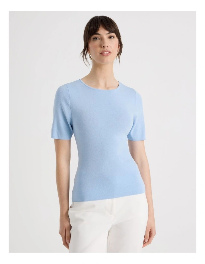 Short Sleeve Knit Tee in Blue image 5