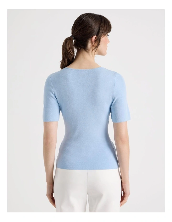Short Sleeve Knit Tee in Blue image 6