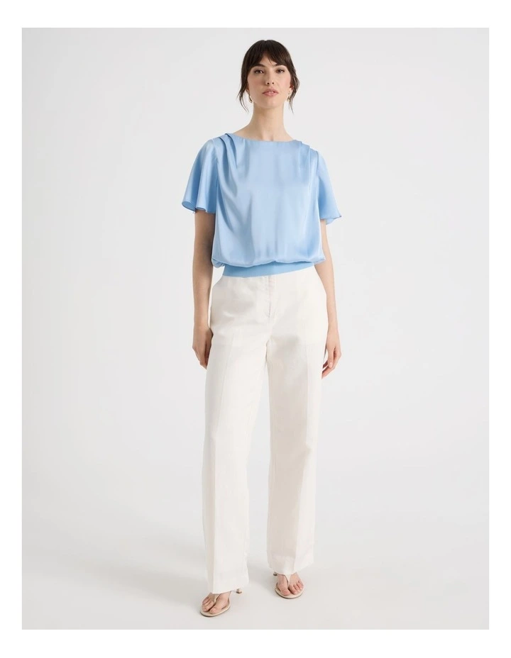 Satin Elastic Waist Tee in Blue image 2