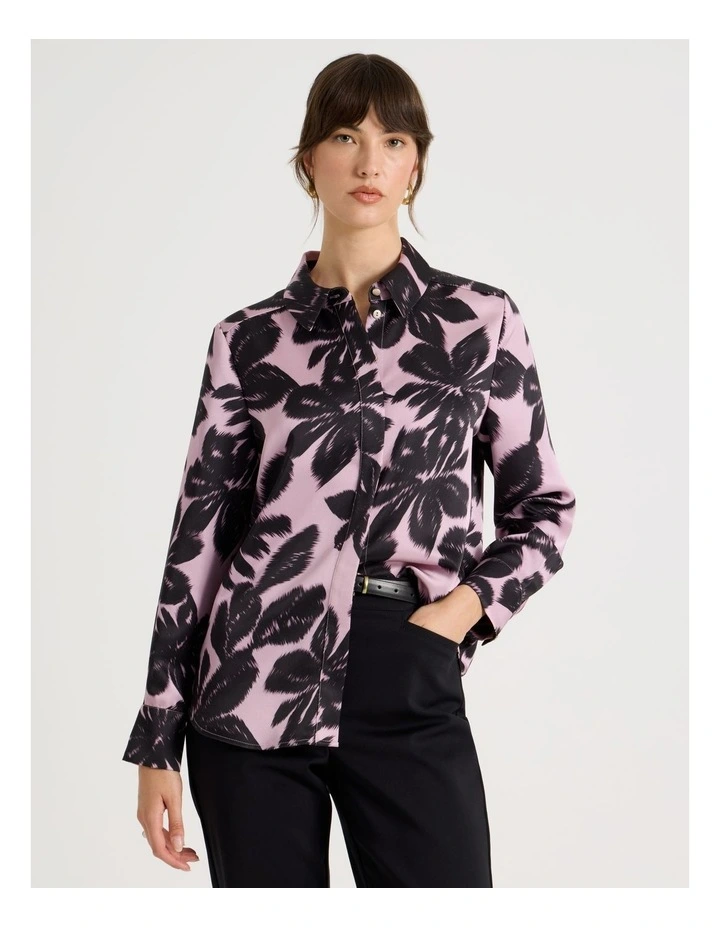 Long Sleeve Double Faced Satin Shirt in Assorted image 1