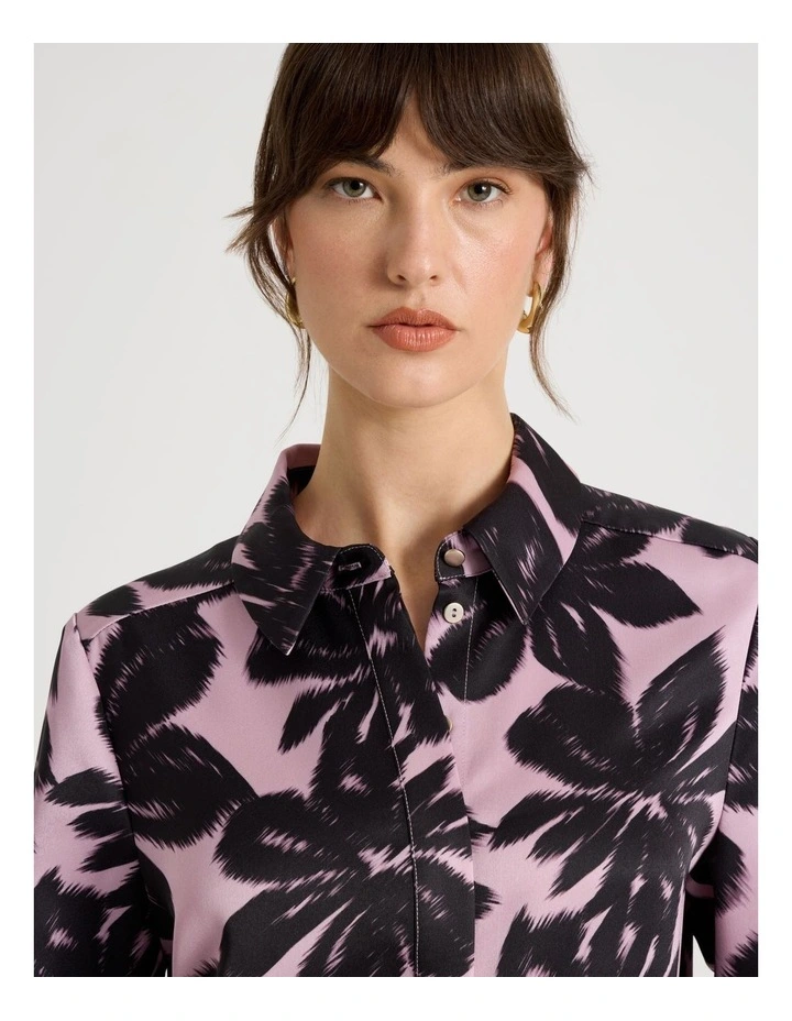 Long Sleeve Double Faced Satin Shirt in Assorted image 2