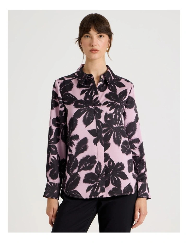 Long Sleeve Double Faced Satin Shirt in Assorted image 4