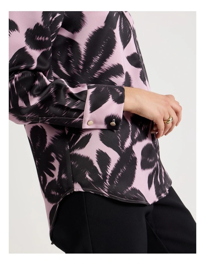 Long Sleeve Double Faced Satin Shirt in Assorted image 5