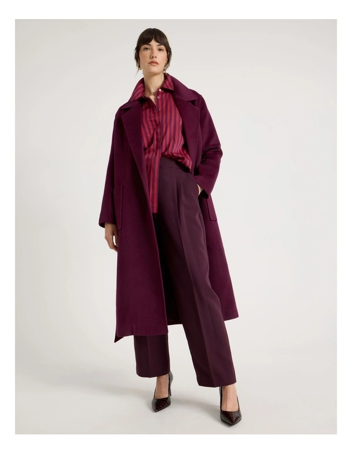 Cotton Sateen Long Sleeve Shirt in Rhubarb and Plum Stripe image 2