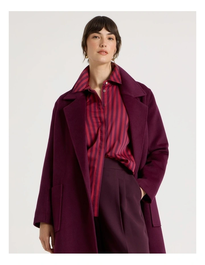 Cotton Sateen Long Sleeve Shirt in Rhubarb and Plum Stripe image 3