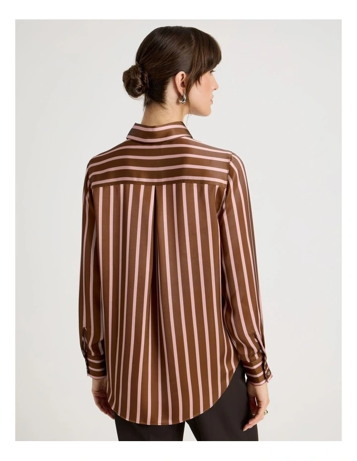 Long Sleeve Shirt in Pink & Caramel Stripe image 5