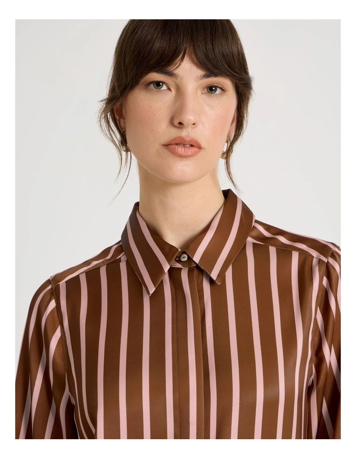 Long Sleeve Shirt in Pink & Caramel Stripe image 6
