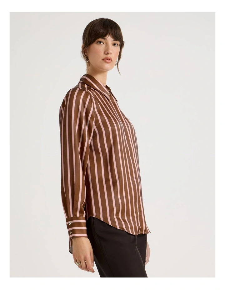 Long Sleeve Shirt in Pink & Caramel Stripe image 7