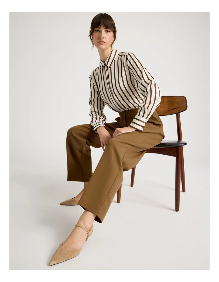 Long Sleeve Shirt in Coconut & Caramel Stripe image 4