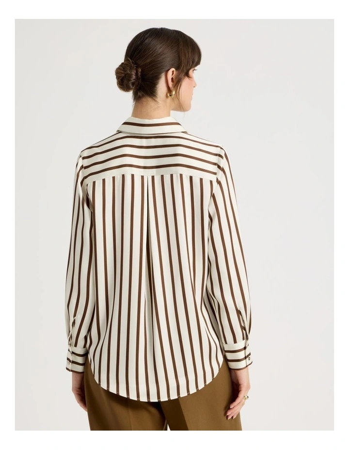 Long Sleeve Shirt in Coconut & Caramel Stripe image 6