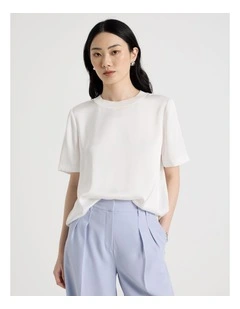 Satin T Shirt in Ecru
