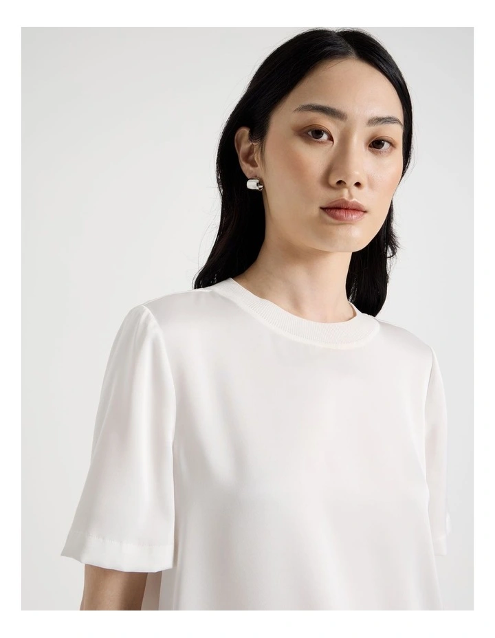 Satin T Shirt in Ecru image 3