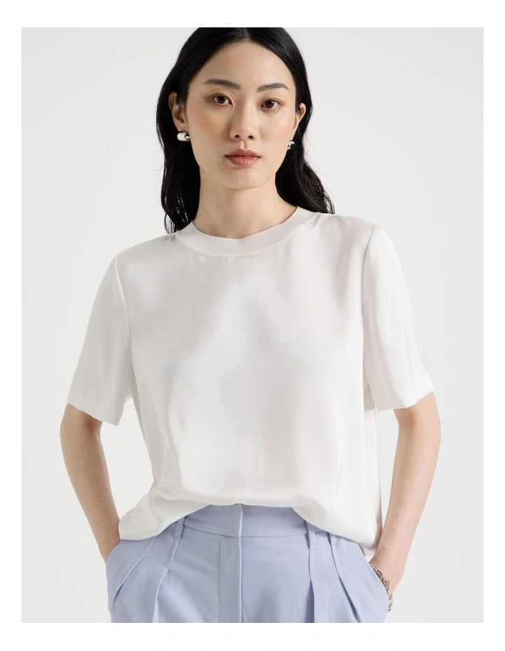 Satin T Shirt in Ecru image 4