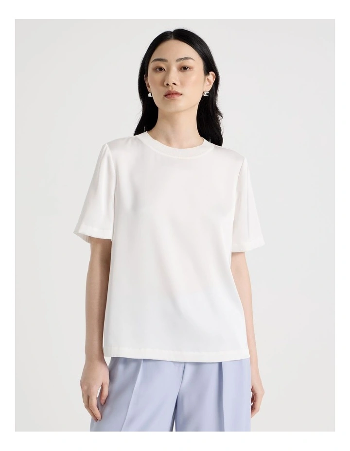 Satin T Shirt in Ecru image 5