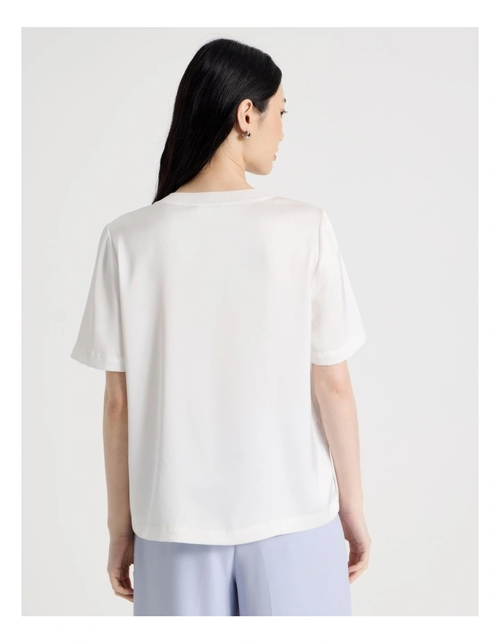 Satin T Shirt in Ecru image 6