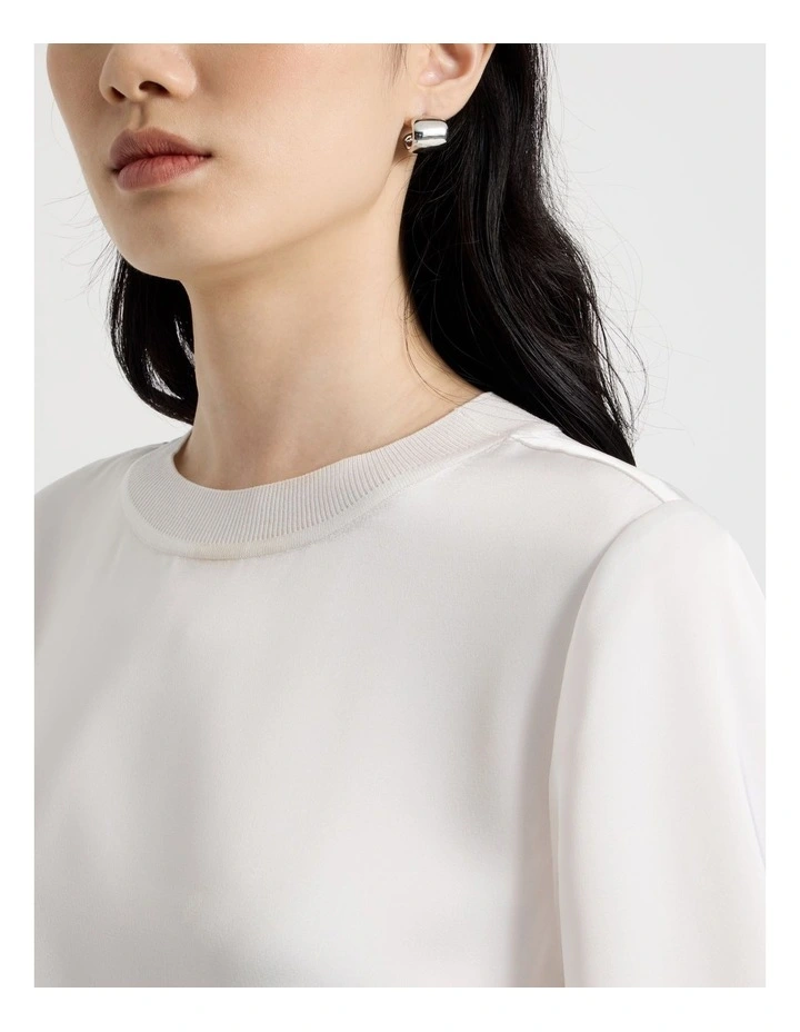 Satin T Shirt in Ecru image 7