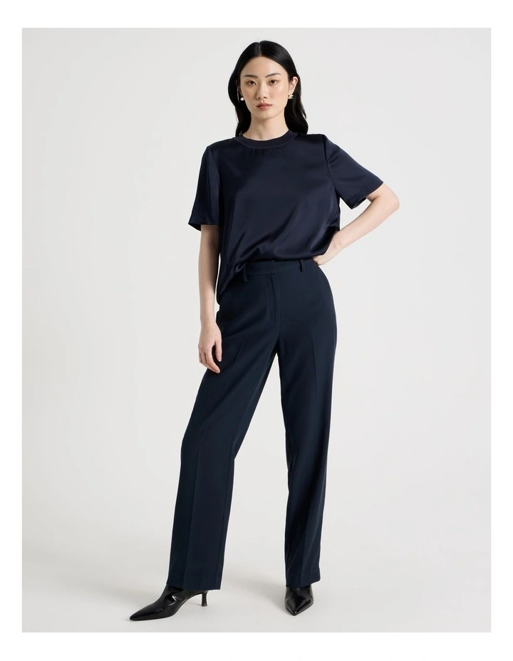Satin T Shirt in Navy image 3