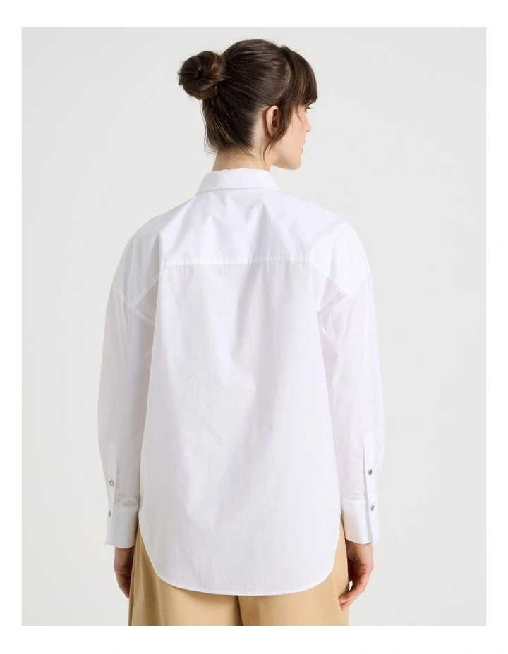 Long Sleeve Cutwork Detail Shirt in White image 6