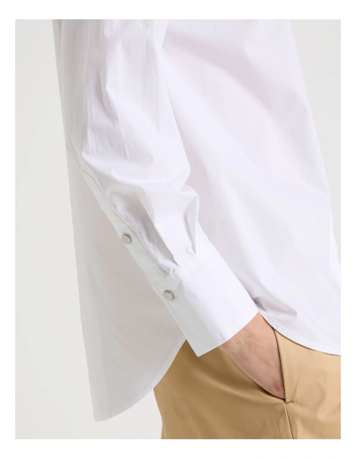 Long Sleeve Cutwork Detail Shirt in White image 7