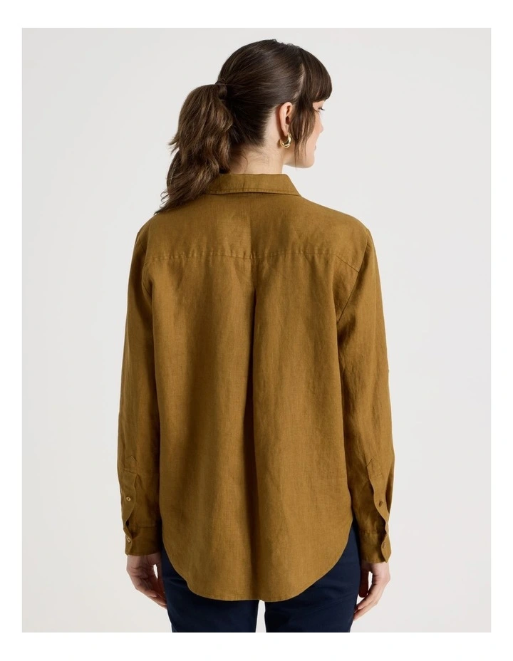 Long Sleeve Linen Shirt in Khaki image 6