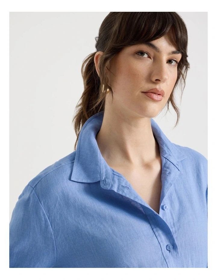 Long Sleeve Linen Shirt in Light Blue image 4