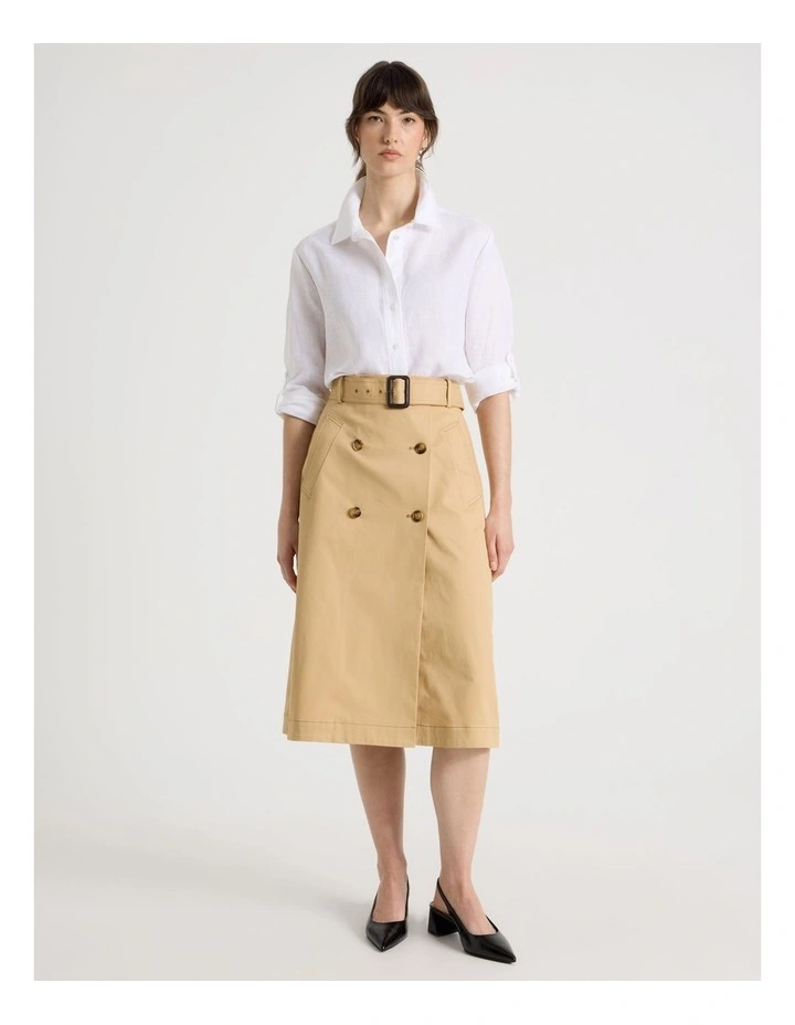 Long Sleeve Linen Shirt in White image 2