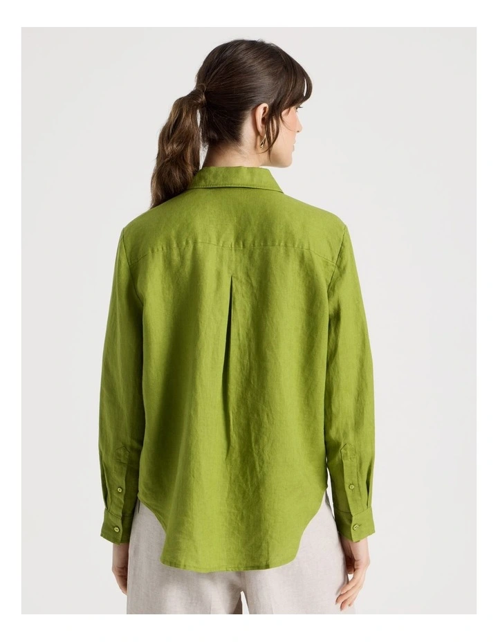 Long Sleeve Linen Shirt in Chartreuse image 6