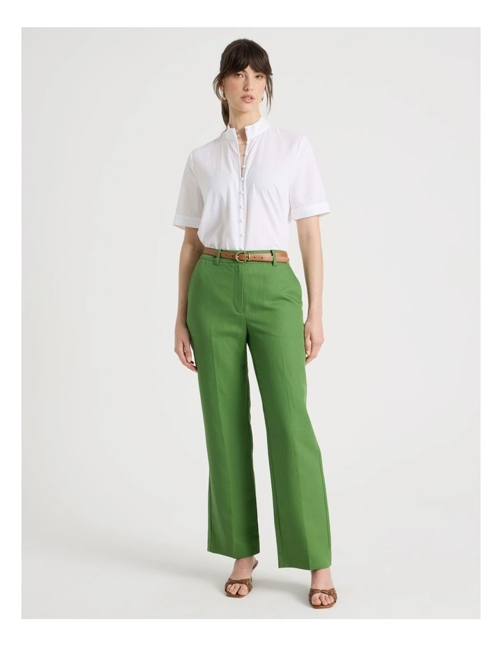 Short Sleeve Self Stripe Shirt in White image 2