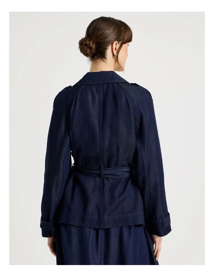 Cropped Trench Jacket in Indigo image 6