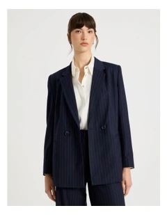 Double Breasted Pinstripe Jacket in Multi