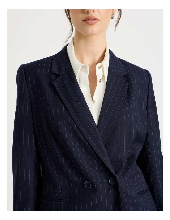 Double Breasted Pinstripe Jacket in Multi image 3