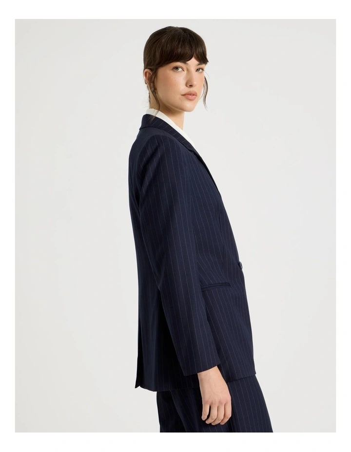 Double Breasted Pinstripe Jacket in Multi image 4