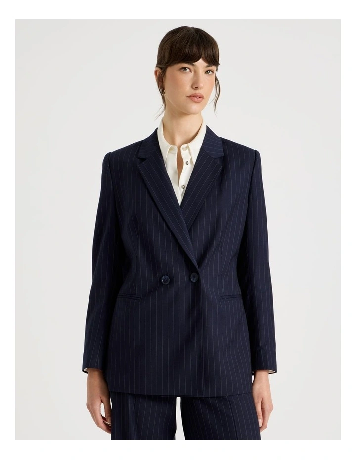 Double Breasted Pinstripe Jacket in Multi image 5