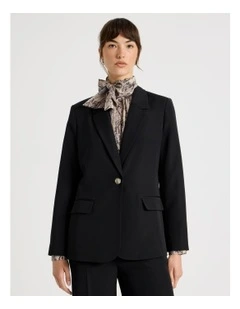 Drape Twill Single Breasted Blazer in Black