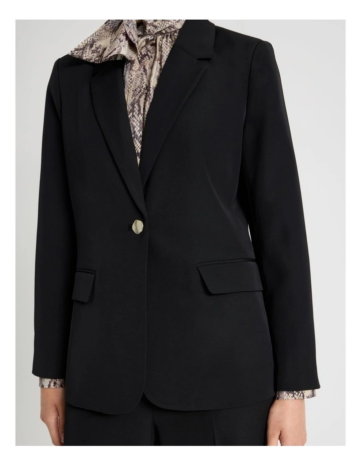 Drape Twill Single Breasted Blazer in Black image 3