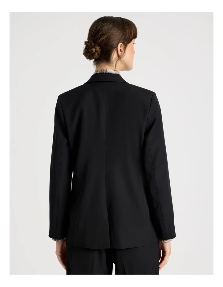 Drape Twill Single Breasted Blazer in Black image 5