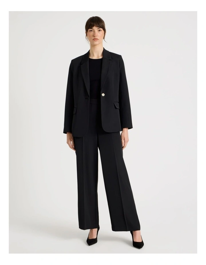 Drape Twill Single Breasted Blazer in Black image 6