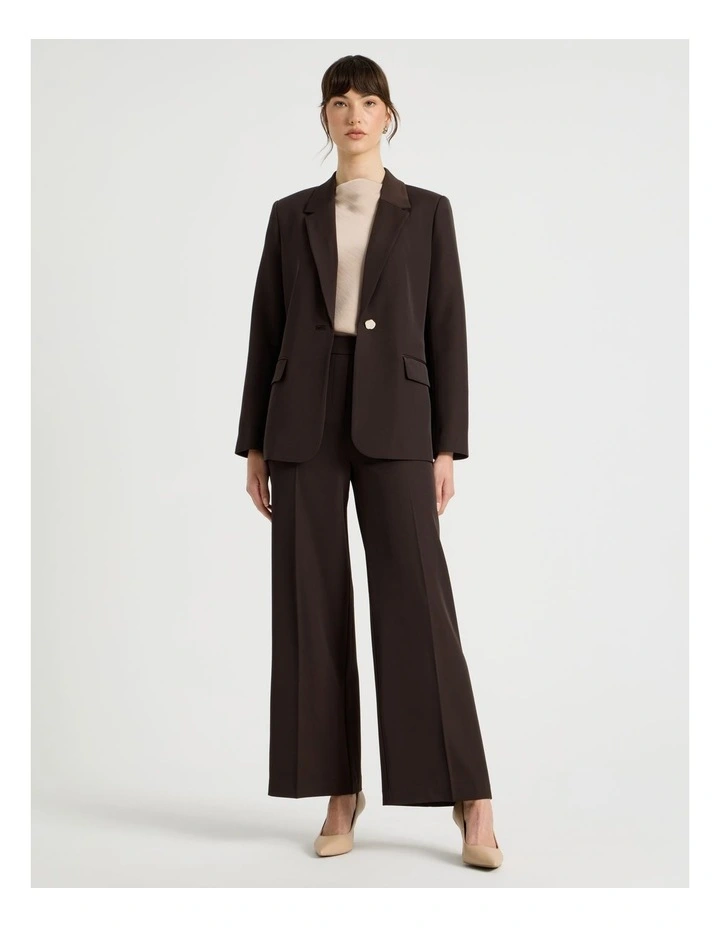 Drape Twill Single Breasted Blazer in Brown image 2