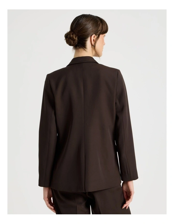 Drape Twill Single Breasted Blazer in Brown image 6