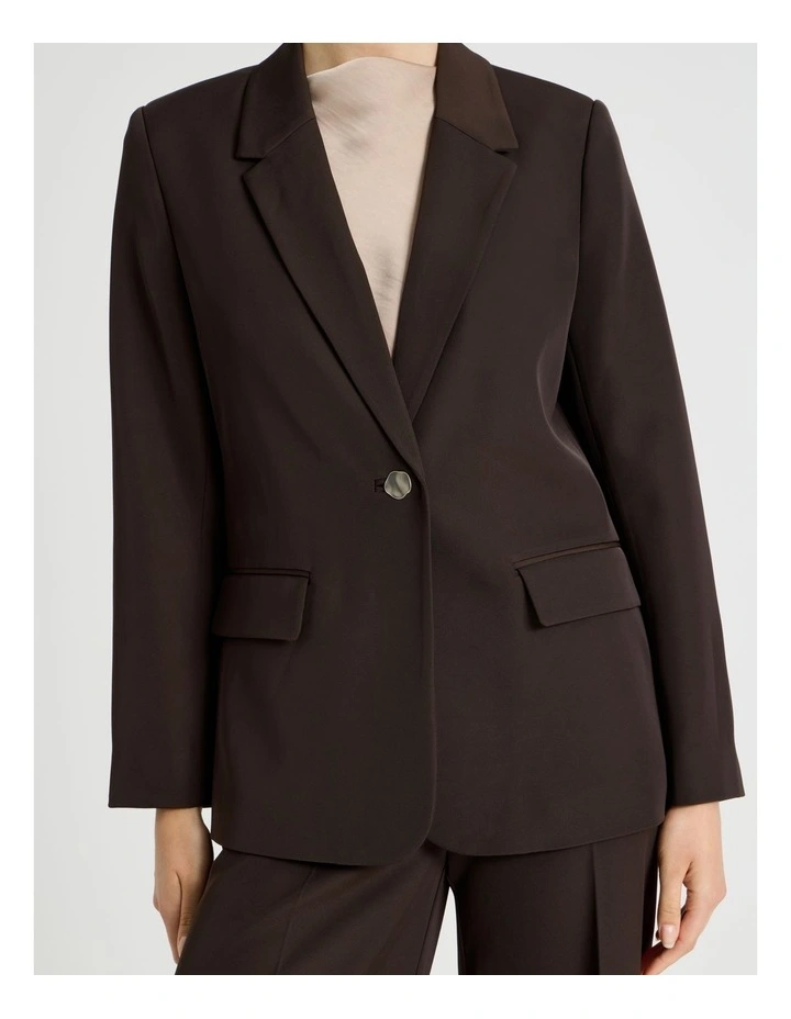 Drape Twill Single Breasted Blazer in Brown image 7