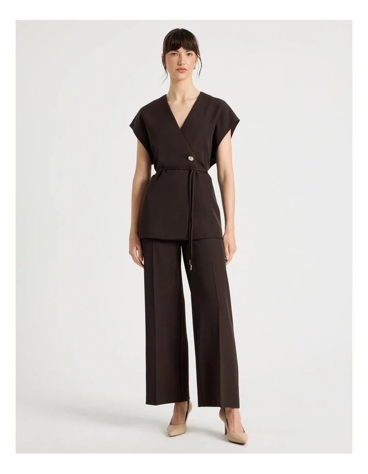 Drape Twill Wrap Vest in Brown image 2