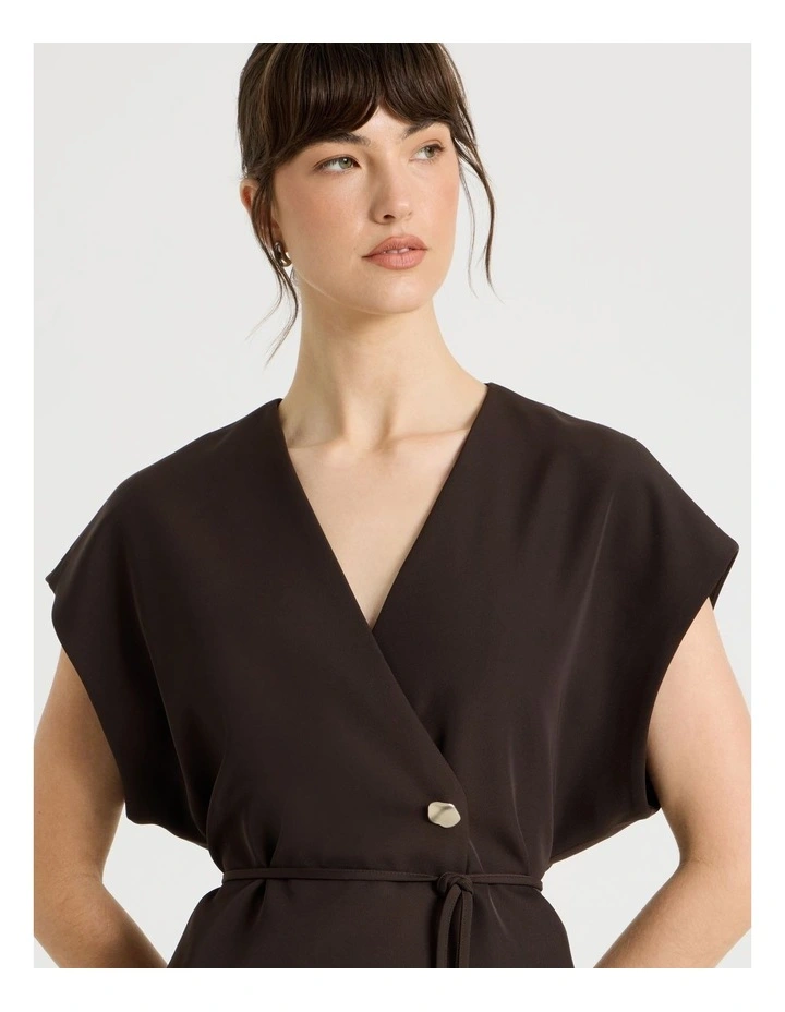 Drape Twill Wrap Vest in Brown image 5