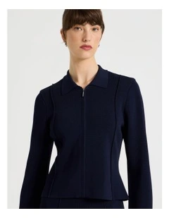 Milano Cropped Long Sleeve Jacket in Navy