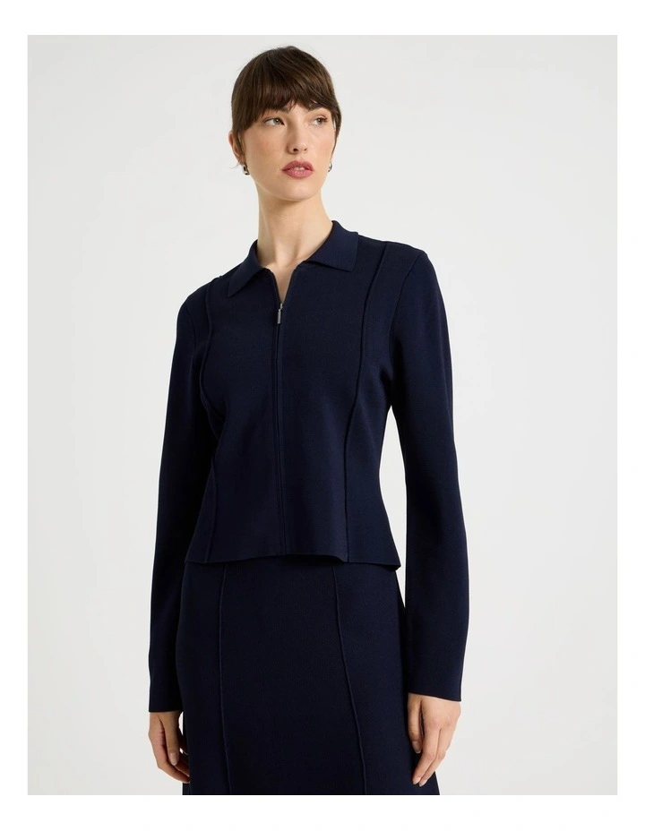 Milano Cropped Long Sleeve Jacket in Navy image 2