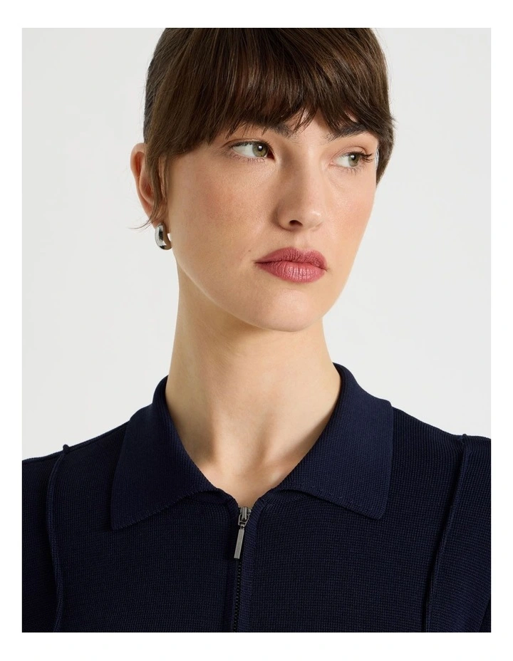 Milano Cropped Long Sleeve Jacket in Navy image 3