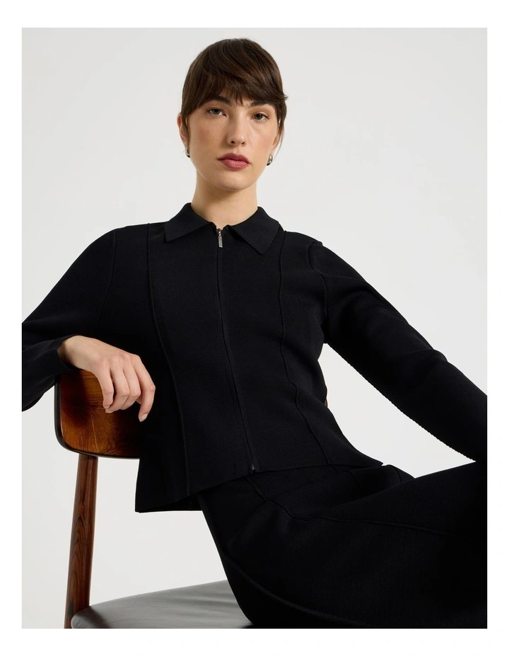 Milano Cropped Long Sleeve Jacket in Black image 1