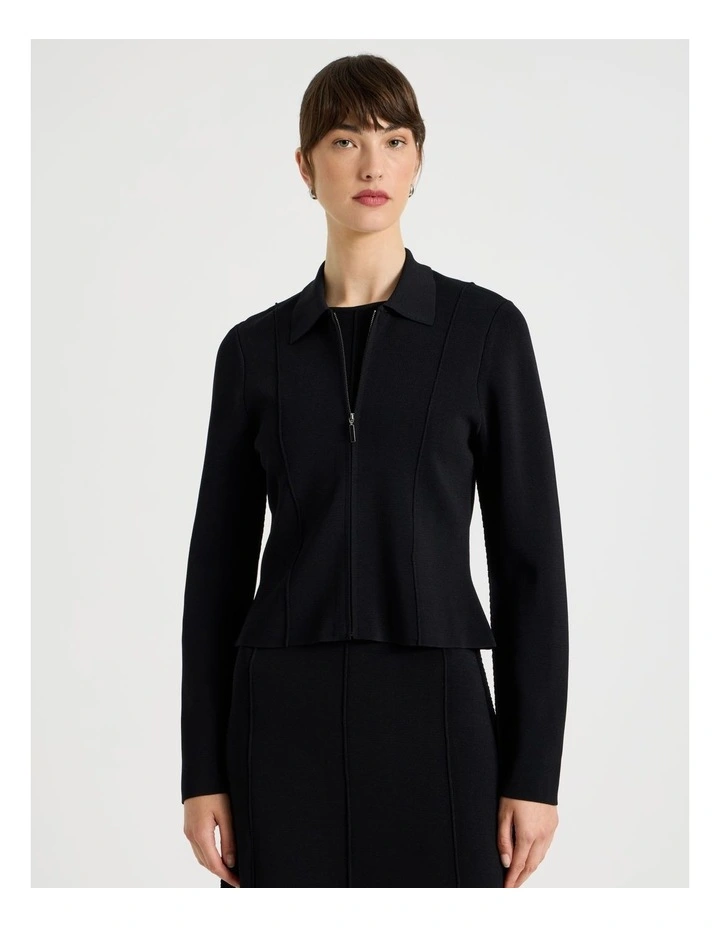 Milano Cropped Long Sleeve Jacket in Black image 3