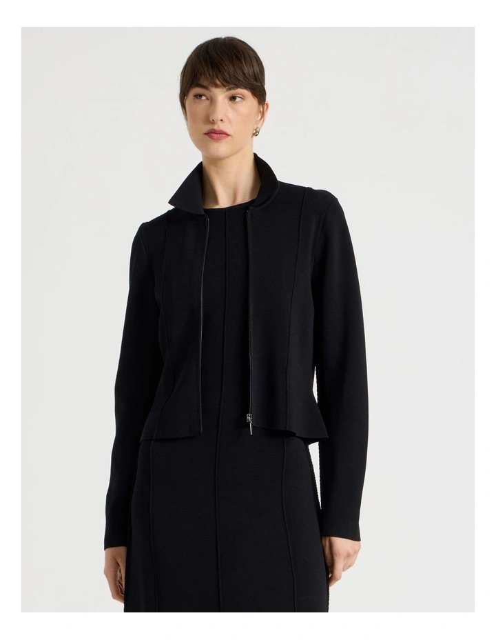 Milano Cropped Long Sleeve Jacket in Black image 7