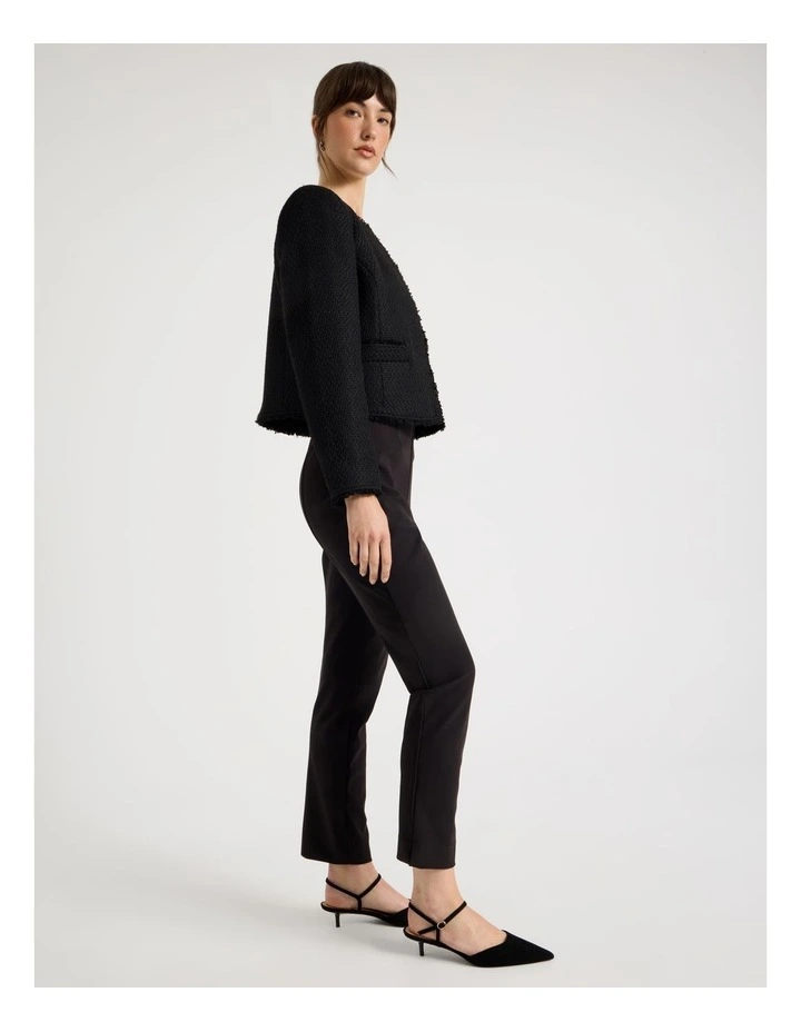 Tweed Cropped Jacket in Black image 2