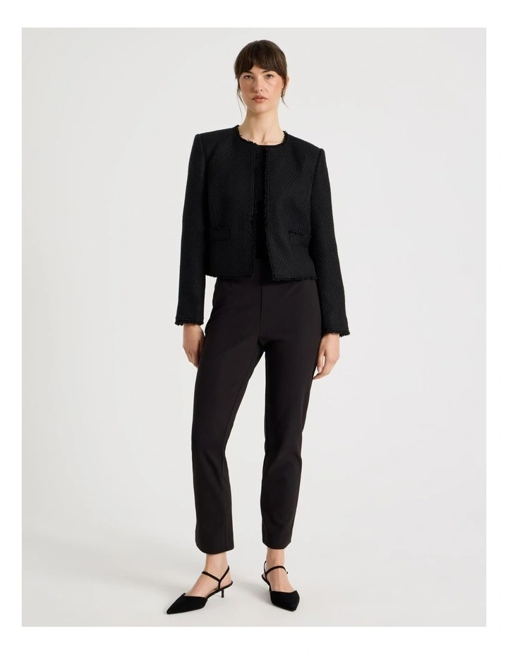 Tweed Cropped Jacket in Black image 5